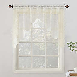 No.918® Alison Lace Scalloped Sheer Swag Valance Pair in Ivory