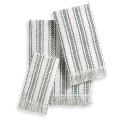 grey striped towels