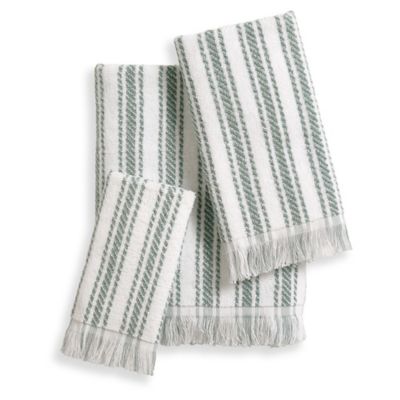 green and white towels