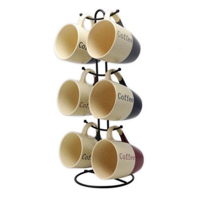 Elama Coffee Shoppe 7-Piece Mug Tree Set