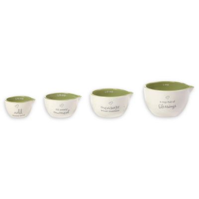 Set Of Four Creative Co-Op Polka Dot Ceramic Measuring Cup Multi-colored 