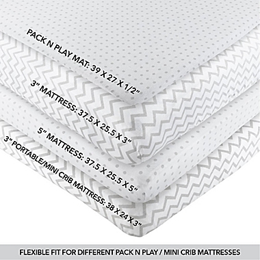 Ely&#39;s &amp; Co. Cotton Pack N&#39; Play Portable Crib Sheets in Light Grey (2 Pack). View a larger version of this product image.