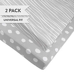 Ely's & Co. Cotton Pack N' Play Portable Crib Sheets in Grey (2 Pack)