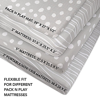 Ely&#39;s &amp; Co. Cotton Pack N&#39; Play Portable Crib Sheets in Grey (2 Pack). View a larger version of this product image.