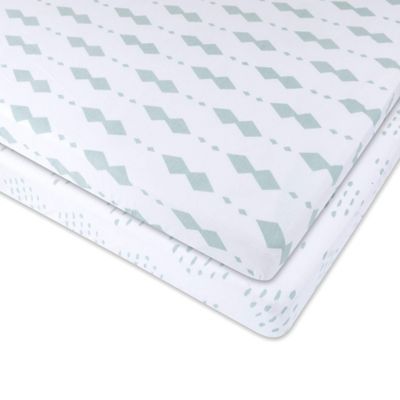 Ely&#39;s &amp; Co. Cotton Pack N&#39; Play Portable Crib Sheets in Sage (2 Pack)