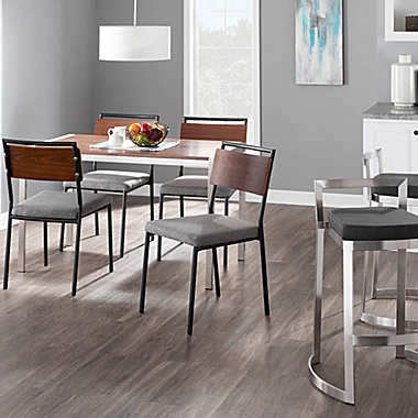 LumiSource&reg; Fuji Stainless Steel Dining Table with Walnut Wood Top. View a larger version of this product image.