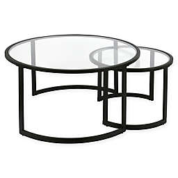 Mitera 2-Piece Nesting Coffee Table Set in Black