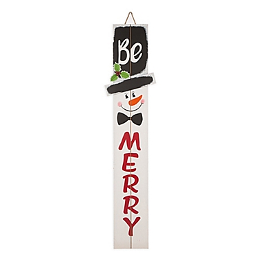 Glitzhome Be Merry 42-Inch Indoor/Outdoor Snowman Porch Sign in White. View a larger version of this product image.