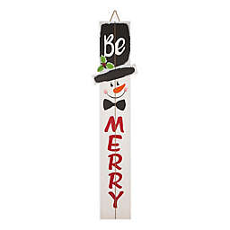 Glitzhome Be Merry 42-Inch Indoor/Outdoor Snowman Porch Sign in White