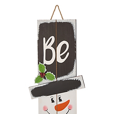 Glitzhome Be Merry 42-Inch Indoor/Outdoor Snowman Porch Sign in White. View a larger version of this product image.