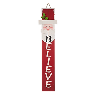 Glitzhome Believe 42-Inch Indoor/Outdoor Santa Porch Sign in Red. View a larger version of this product image.