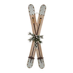 Glitzhome Skis 35-Inch Indoor/Outdoor Christmas Decoration in Natural