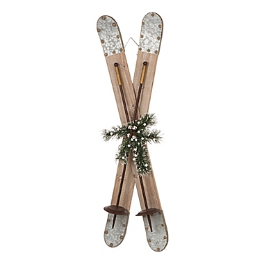 Glitzhome Skis 35-Inch Indoor/Outdoor Christmas Decoration in Natural. View a larger version of this product image.