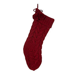 Glitzhome 24-Inch Cable Knit Christmas Stocking in Red