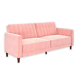 EveryRoom Lenna Velvet Tufted Futon in Pink