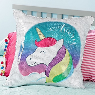 Unicorn Sequin Personalized Throw Pillow. View a larger version of this product image.