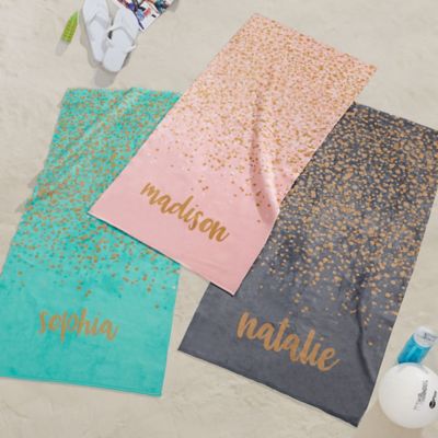 Sparkling Name Personalized Beach Towel