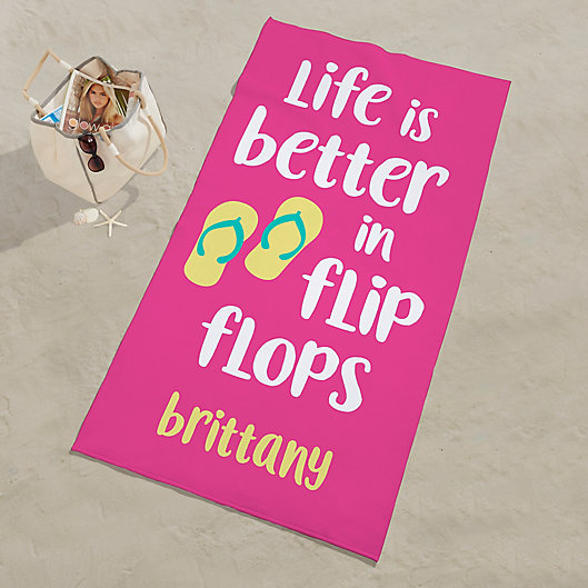 Alternate image 1 for Life Is Better In Flip Flops Personalized Beach Towel