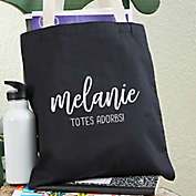 Scripty Style Personalized Black Canvas Tote Bag