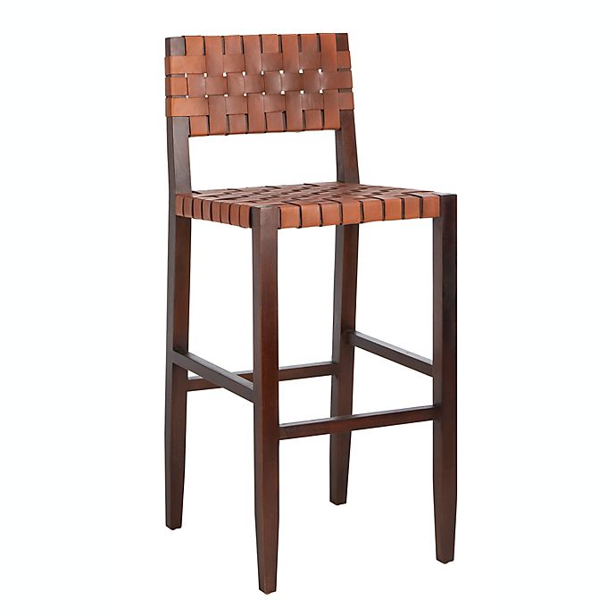 Safavieh Paxton Woven Leather Barstool, Leather Woven Bar Stools