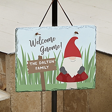 Welcome Gnome Personalized Slate Plaque. View a larger version of this product image.