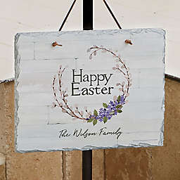 Happy Easter Wreath Personalized Slate Plaque