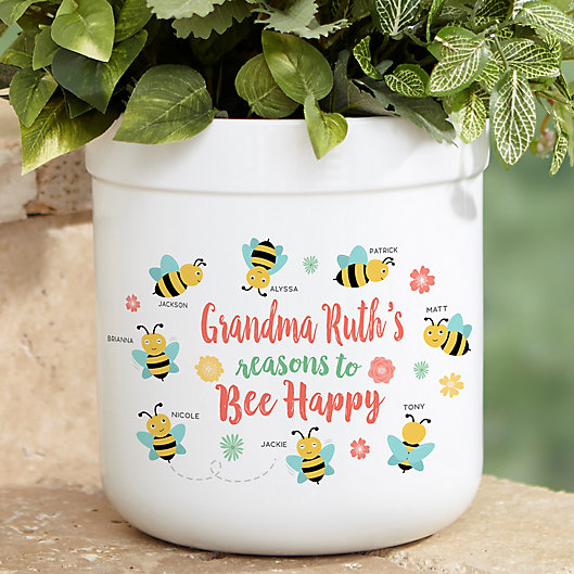 Alternate image 1 for Bee Happy Personalized Outdoor Flower Pot