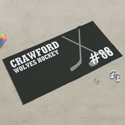 Hockey Personalized Beach Towel