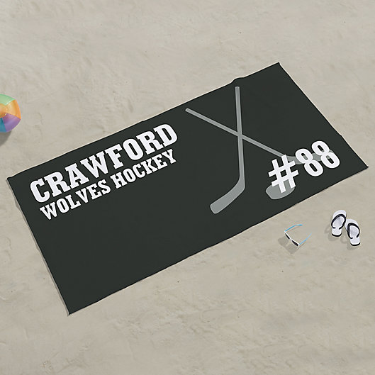 Alternate image 1 for Hockey Personalized Beach Towel