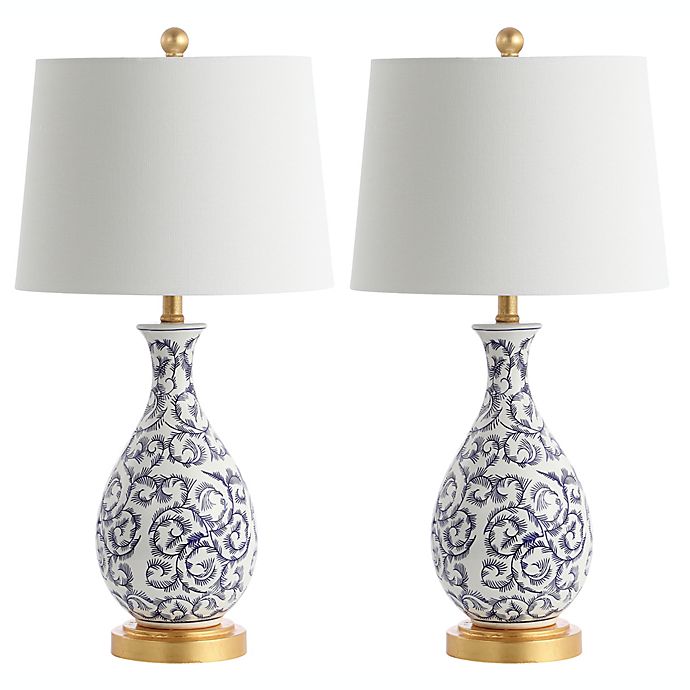 Safavieh Avi Table Lamp In Blue White, Decorative Table Lamp Shades
