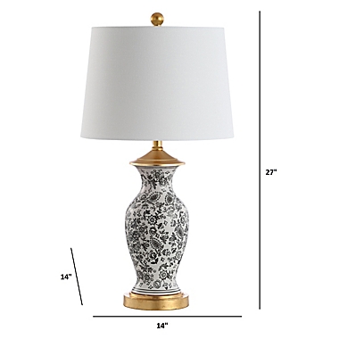 Safavieh Kaeden Table Lamp in Black/White with Fabric Lamp Shade (Set of 2). View a larger version of this product image.