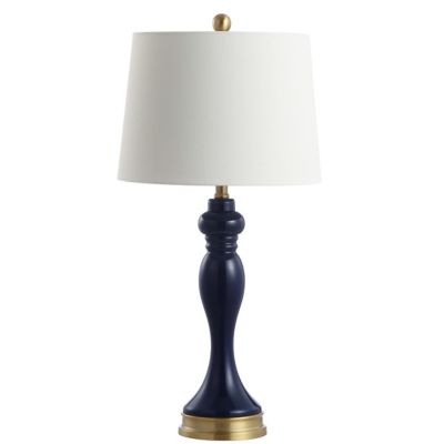 navy and gold bedside lamps