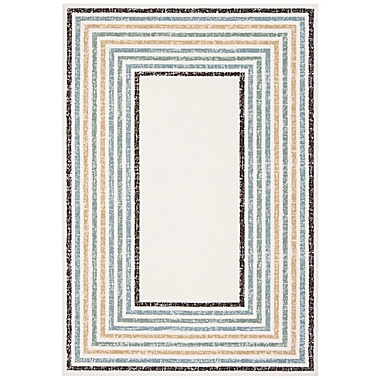 Marmalade&trade; Wren 5&#39; x 7&#39; Hand Tufted Area Rug with Rainbow Border in Beige/Blue. View a larger version of this product image.