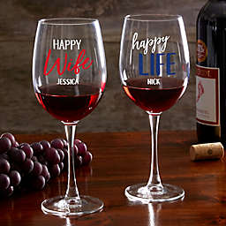 Happy Wife, Happy Life Personalized 19.25 oz. Wedding Red Wine Glass