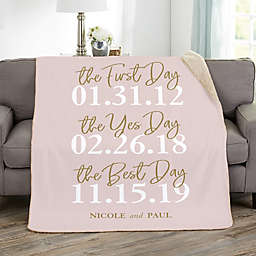 The Best Day Personalized 60-Inch x 80-Inch Sherpa Wedding Blanket