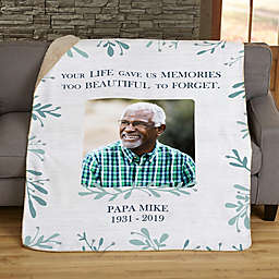 Botanical Memorial Personalized 60-Inch x 80-Inch Sherpa Photo Blanket