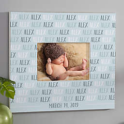 Modern Baby Boy Personalized Repeating Name Horizontal Wall Frame