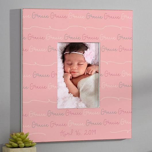 Alternate image 1 for Modern Baby Girl Personalized Repeating Name Vertical Frame