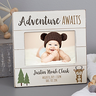 Woodland Adventure Deer Personalized Shiplap Frame. View a larger version of this product image.