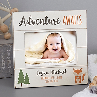 Woodland Adventure Fox Personalized Shiplap Frame. View a larger version of this product image.