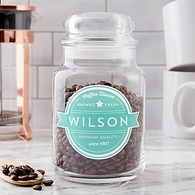 Coffee House Personalized Glass Storage Jar. View a larger version of this product image.