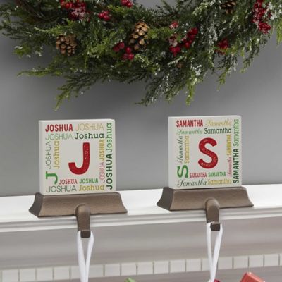 Details about   Christmas Gold Slanted Metal Stocking Hanger Letters Initials Choice C E A 