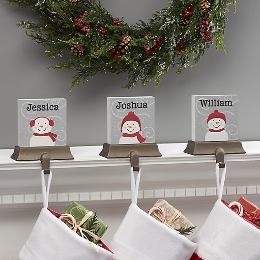 Alternate image 1 for Snowman Family Character Personalized Stocking Holder