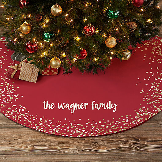 Alternate image 1 for Sparkling Name Personalized Christmas Tree Skirt