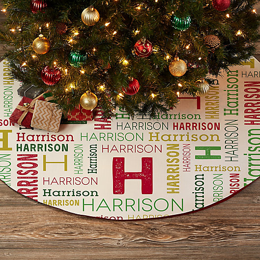 Alternate image 1 for Repeating Name Personalized Christmas Tree Skirt