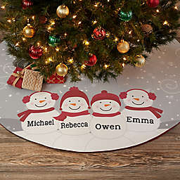 Snowman Family Character Personalized Christmas Tree Skirt