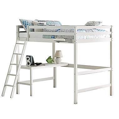Hillsdale Furniture Caspian Full Loft Bed with Hanging Nightstand in White. View a larger version of this product image.