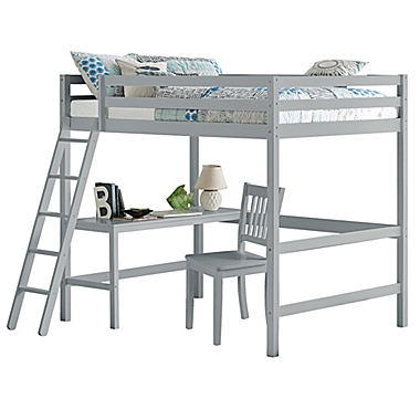 Hillsdale Furniture Caspian Full Loft Bed with Chair in Grey. View a larger version of this product image.