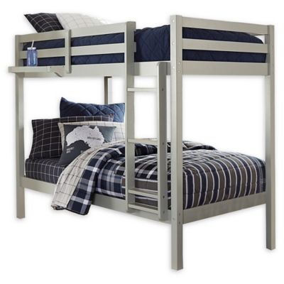 Hillsdale Caspian Twin Bunk Bed with Hanging Nightstand in Grey