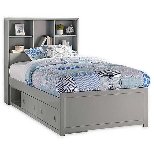 Hilale Caspian Twin Bookcase Bed, Twin Bed With Bookcase Headboard And Drawers